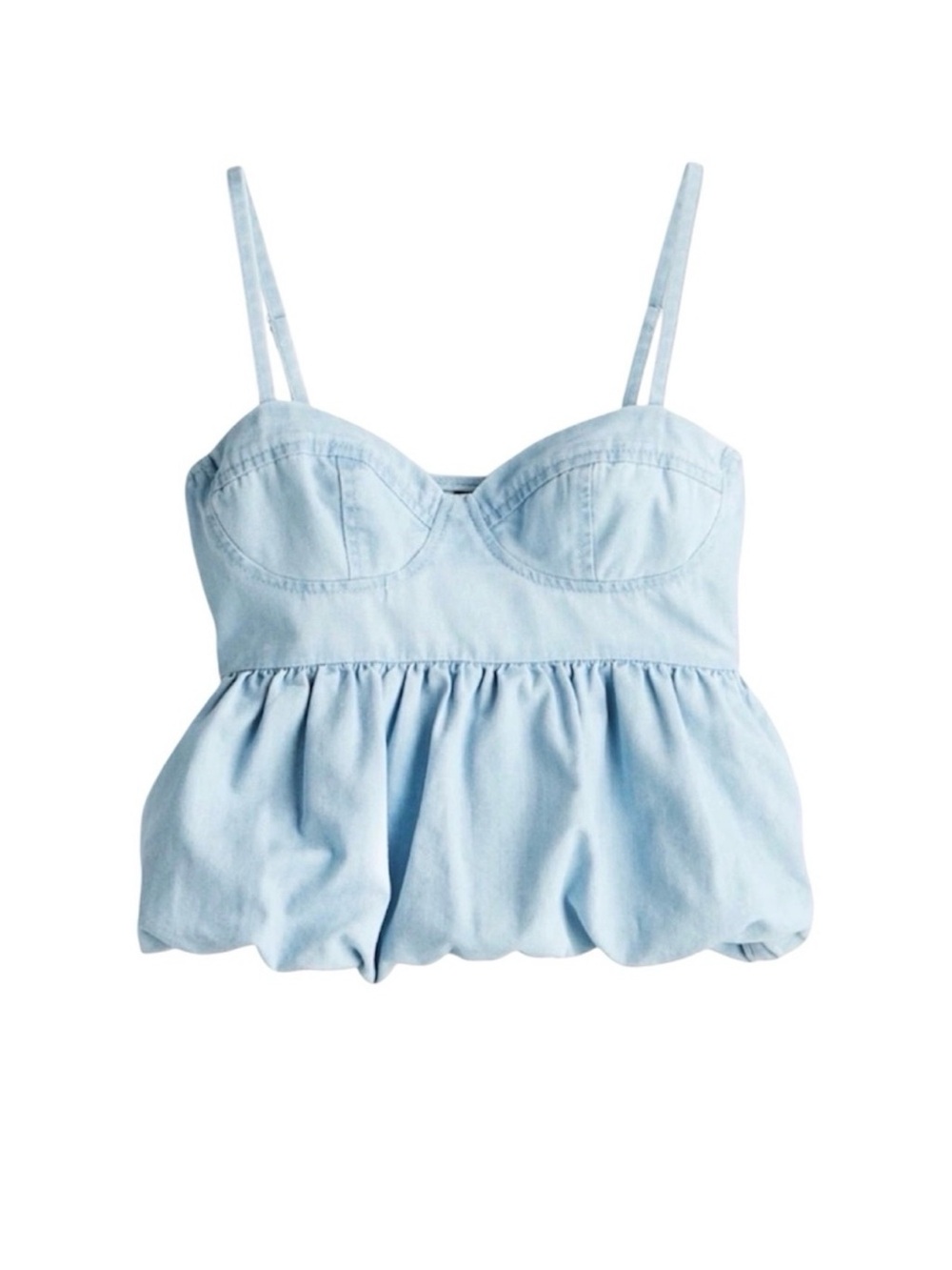H&M denim bustier-style pale blue denim top - large